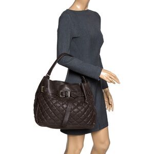 Burberry Olive Green Quilted Leather Easton Hobo